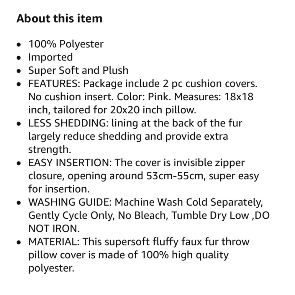 Luxury Home | Regal Blush Pink Long Faux Mongolian Fur Throw Pillow Covers - Picture 5 of 5